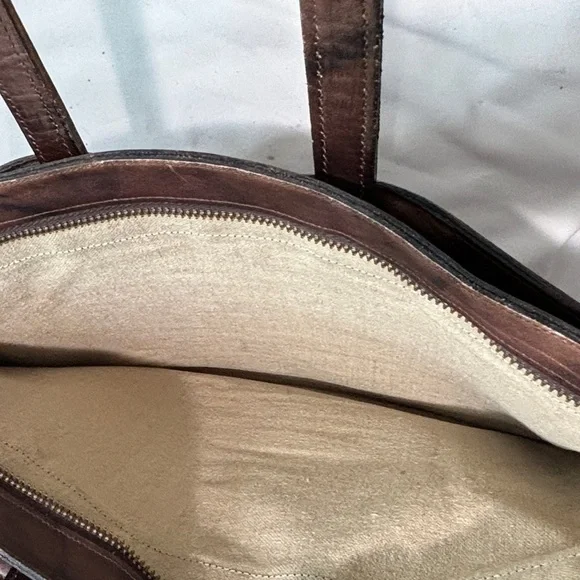 C&C Vintage Leather Briefcase attached brown - Picture 7 of 12